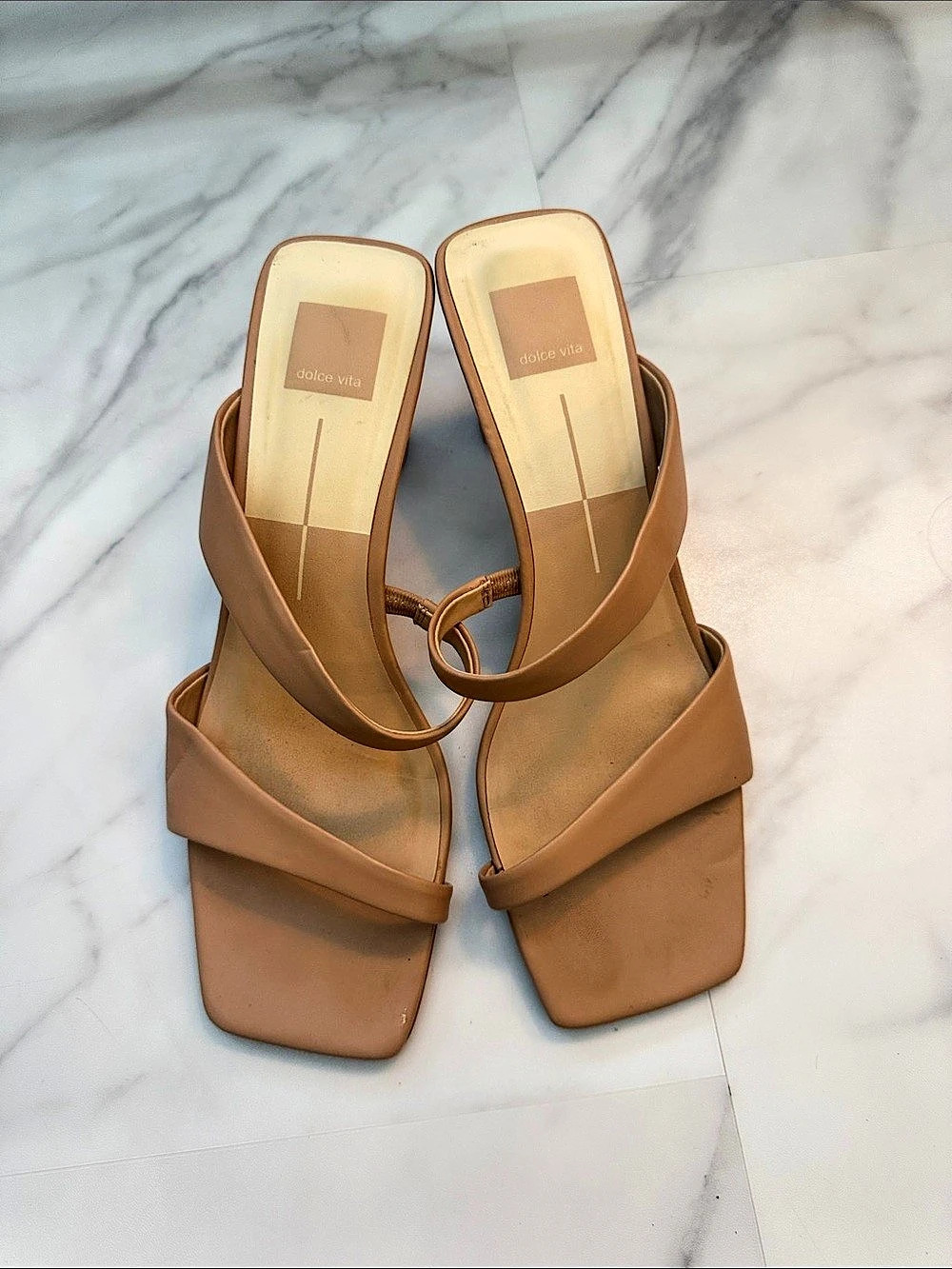 Dolce Vita Square Toe Heels in Brown